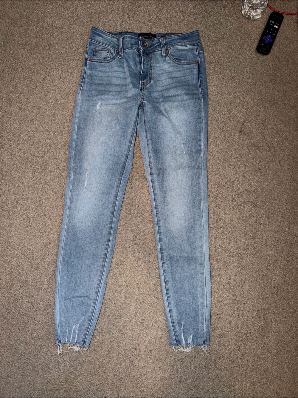 Kendall & Kylie Light Wash Skinny Jeans with Raw Hem